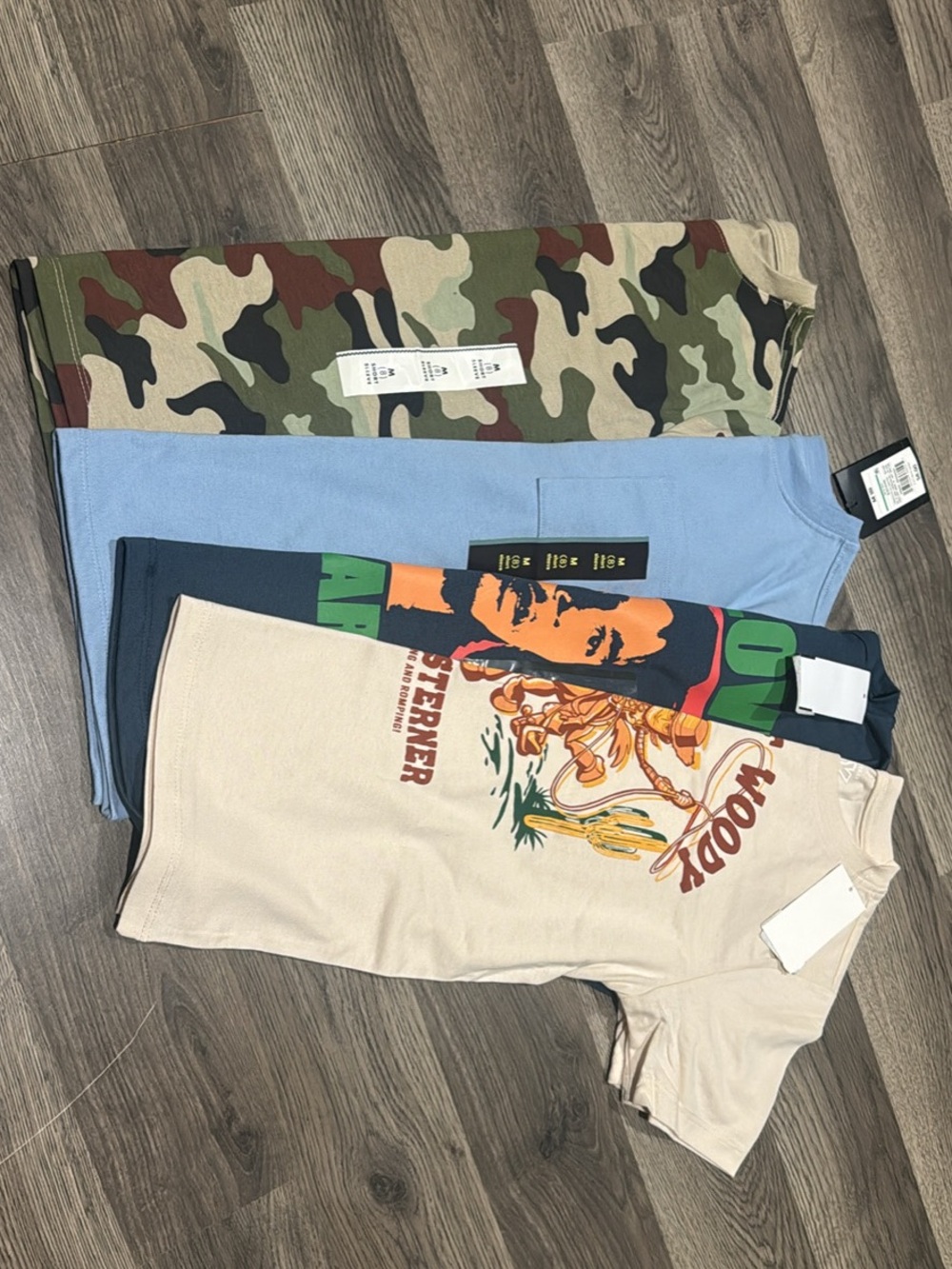Men's Crew Neck T-Shirt Pack - Beige, Light Blue, Navy, Camo